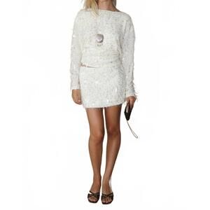 NEW BAILEY ROSE serena sequin open back top in white